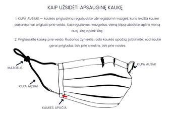 Vaikiška apsauginė veido kaukė, daugkartinio naudojimo, iš 4 sluoksnių 100% lino